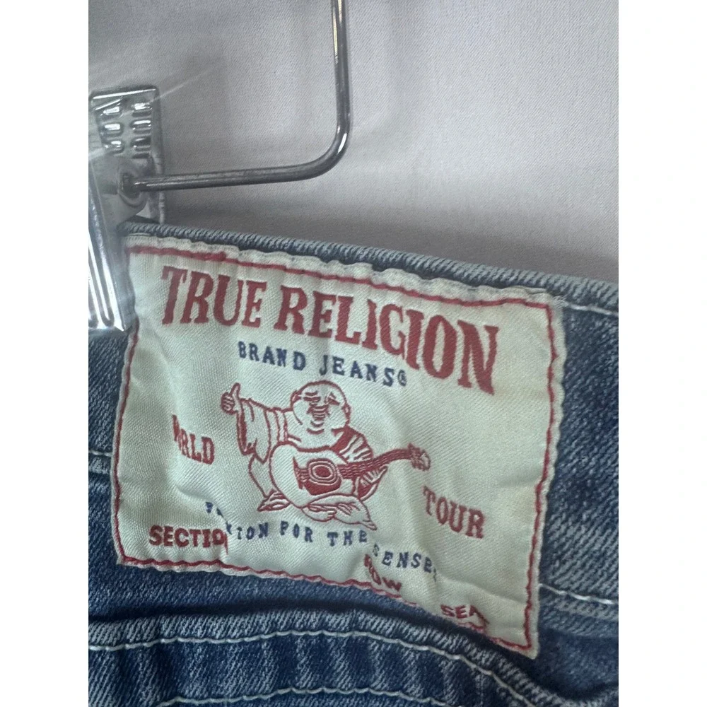 True Religion Ricky Relaxed Straight Blue Jeans Mens 34X32 SN No Flap 44545-00